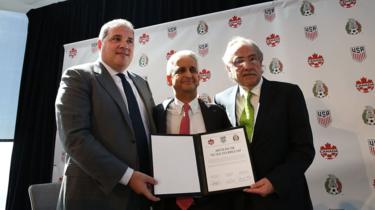 México, EE.UU. y Canadá presentaron su candidatura común para la organización del mundial de 2026, la cual debería ser electa en 2020 por los miembros de la FIFA. Getty Images