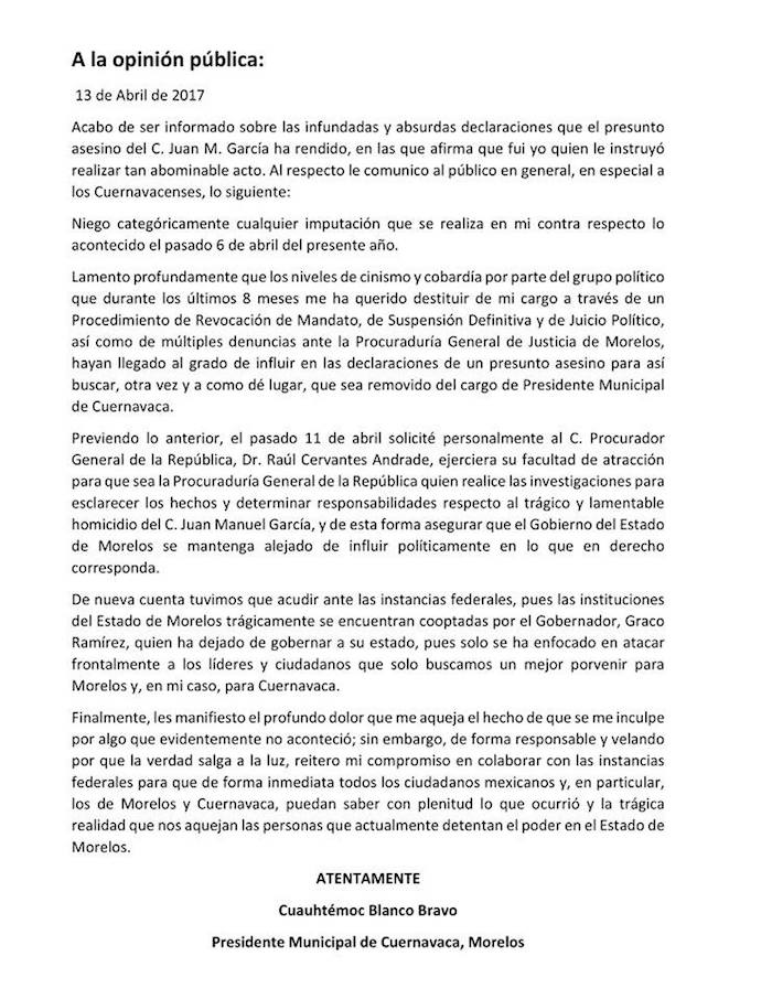 Comunicado acusación cuatemoc 